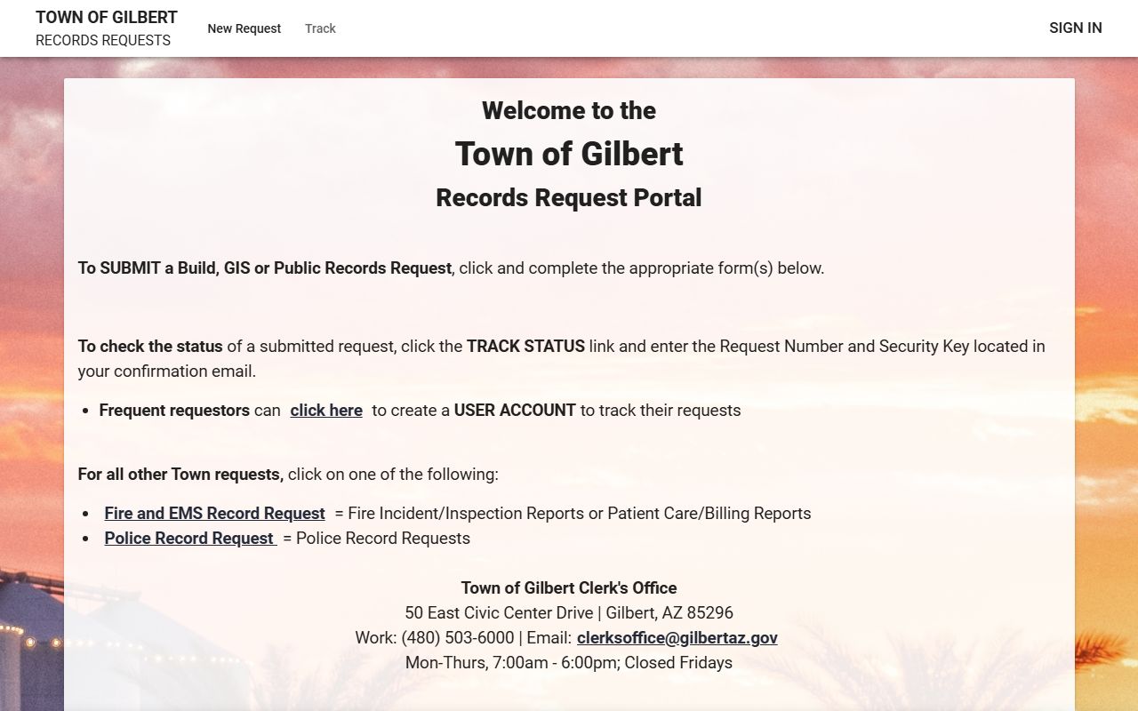 Gilbert public records portal for people search requests