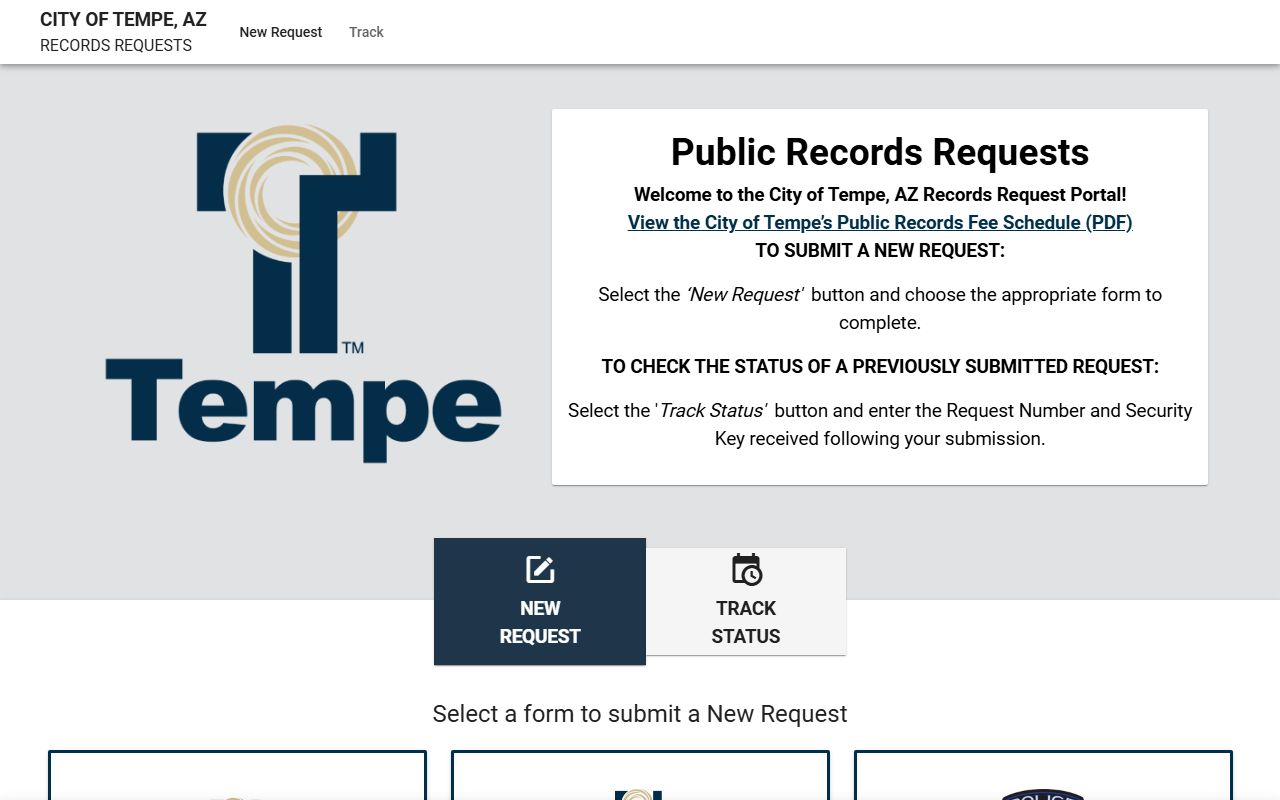 Tempe public records request portal for police records