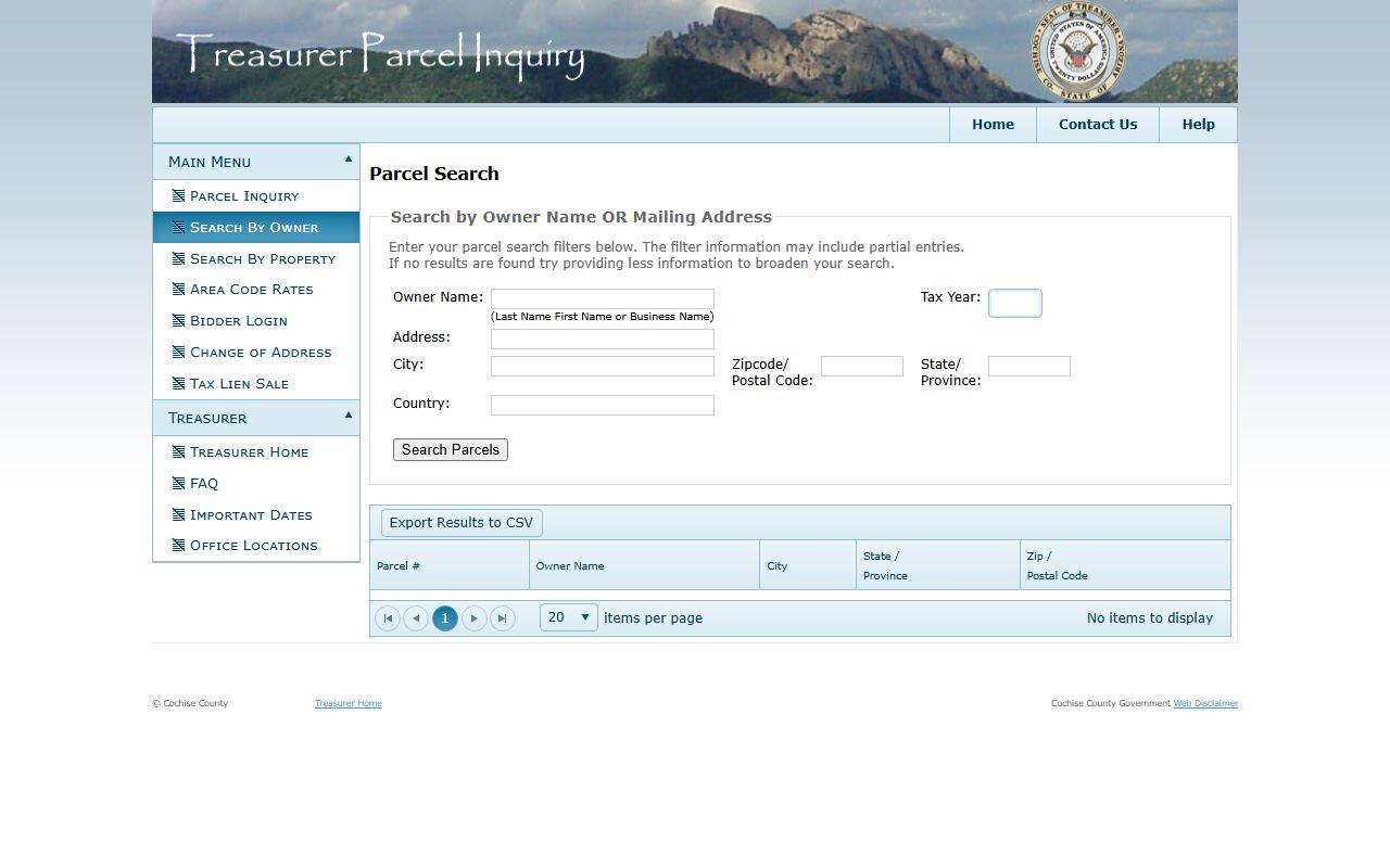 Cochise County parcel search portal for people lookup