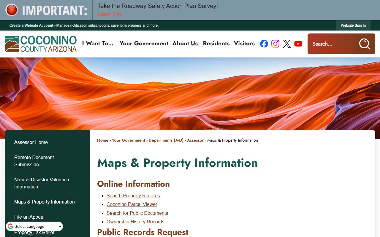 Coconino County property information portal for people search