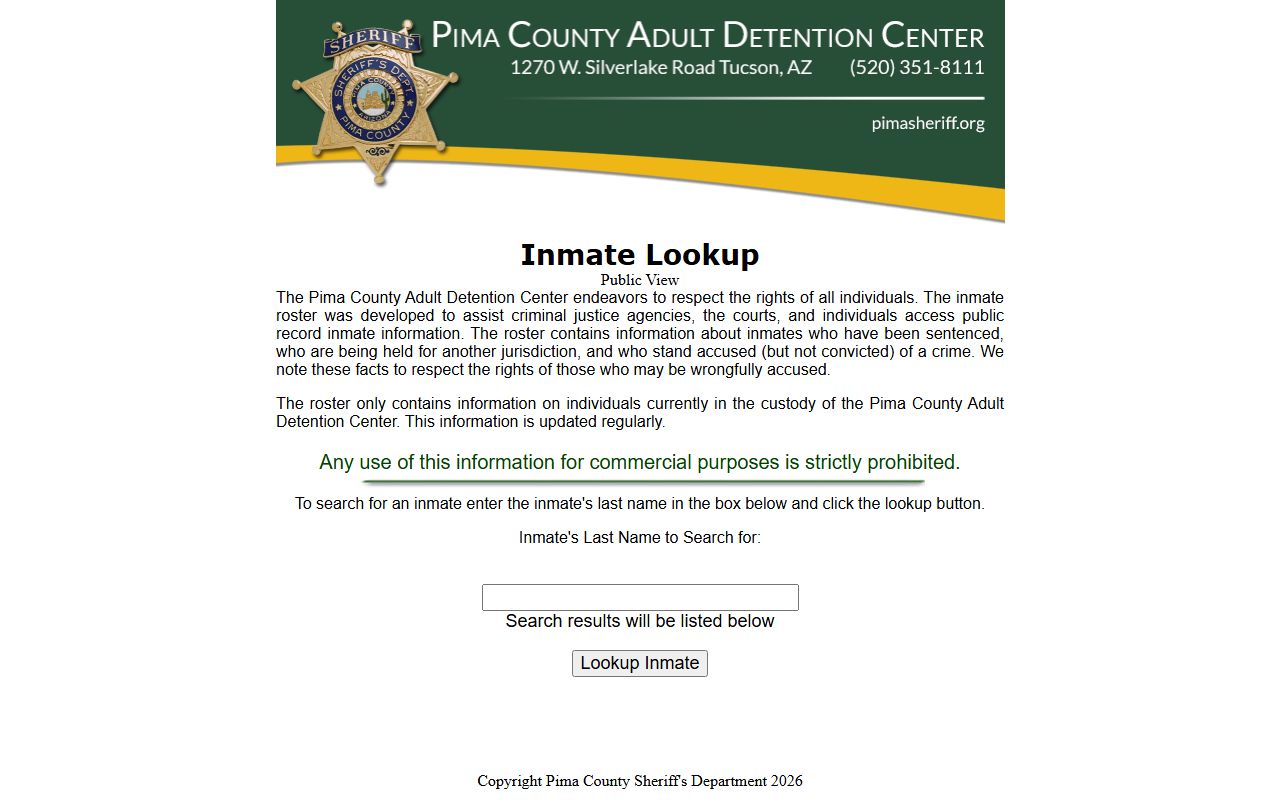Pima County inmate lookup for people search