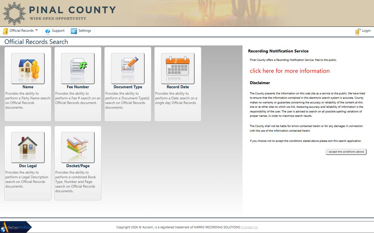 Pinal County recorded document search portal for people search
