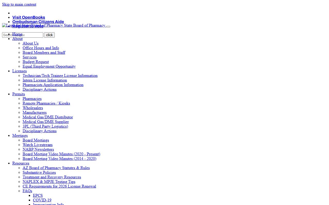 Arizona pharmacy license verification portal